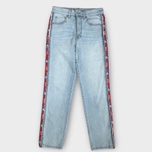 Anthropologie Pilcro Vintage Straight Jeans Embroidered Side Stripe Women's 27